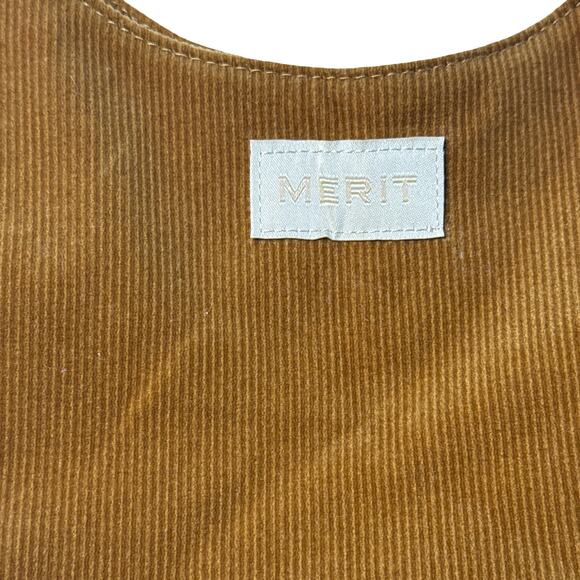 Merit Corduroy Tie Pouch Makeup Bag Brown Cosmetic Organizer - Picture 5 of 8